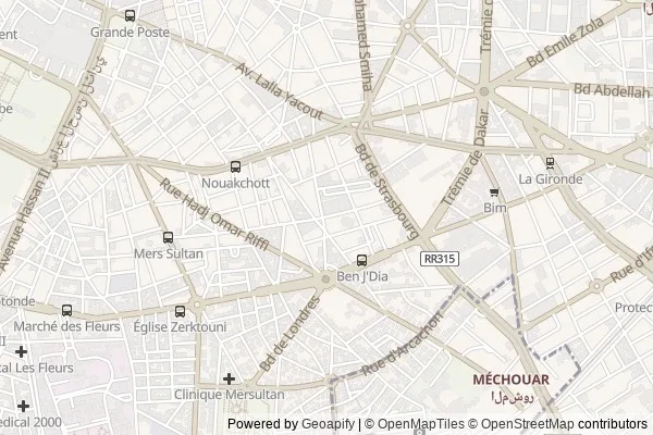 Carte du quartier bourgogne à Casablanca