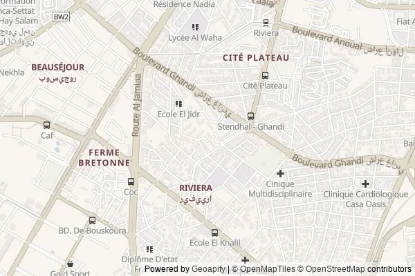Carte du quartier californie à Casablanca
