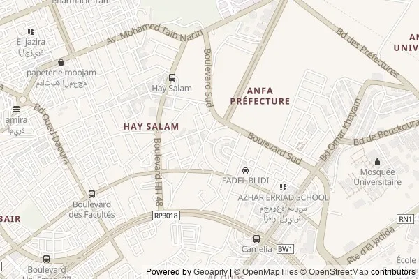Carte du quartier hay-hassani à Casablanca