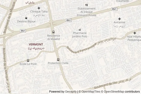 Carte du quartier oasis à Casablanca
