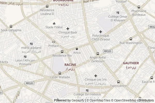 Carte du quartier racine à Casablanca