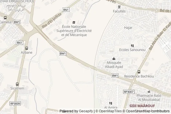 Carte du quartier sidi-maarouf à Casablanca